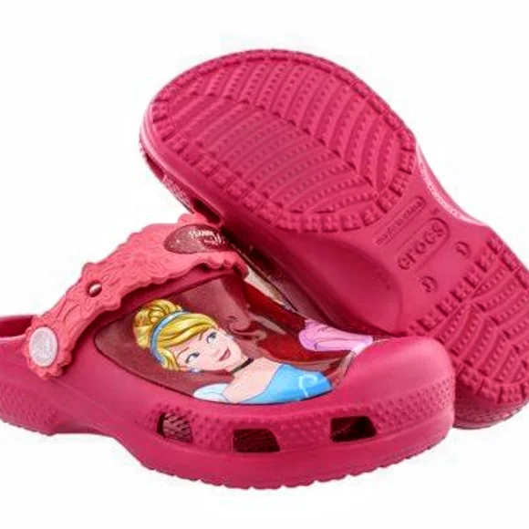 Crocs x Disney Princess Girls sz 4 - 5 Cinderella Rapunzel Pink Shoes Excellent - Picture 5 of 12